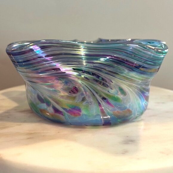 Rosetree Studio Blown Glass Mottled Star Shaped Candy Dish Bowl 2006 - Picture 1 of 9